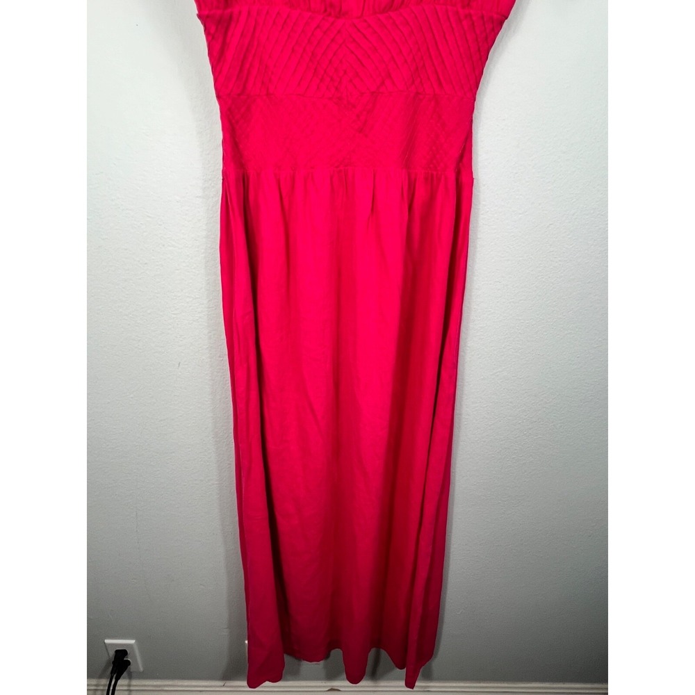 Free People Hot Hibiscus Santorini Maxi Dress Strapped Linen Blend Size 10 - Picture 14 of 16